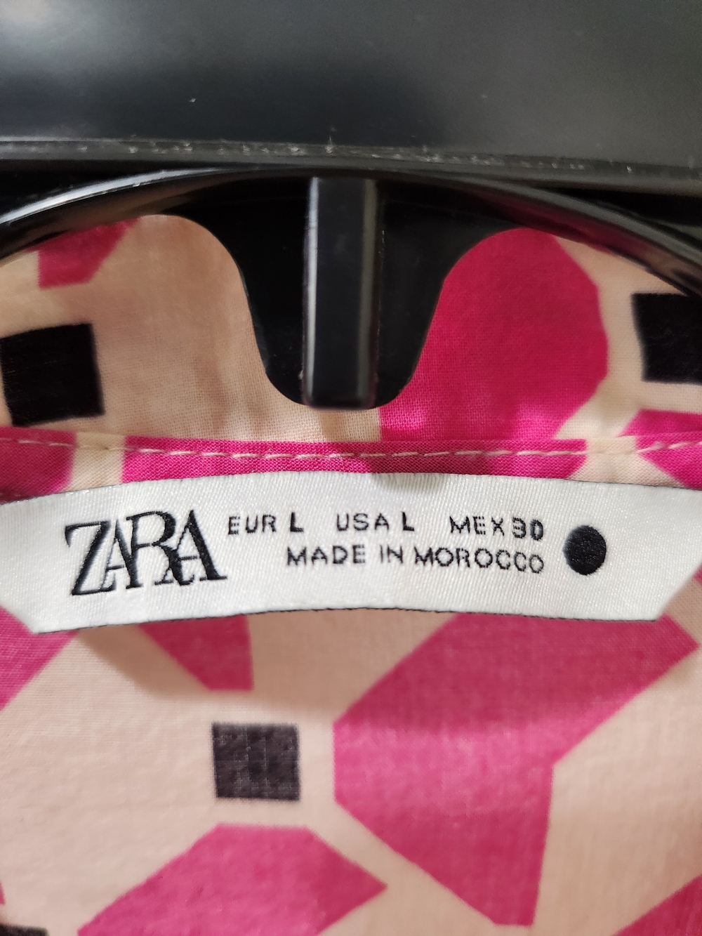 ZARA Geometric Pink & White Tiered Tunic Mini Dress Size L - Picture 7 of 13